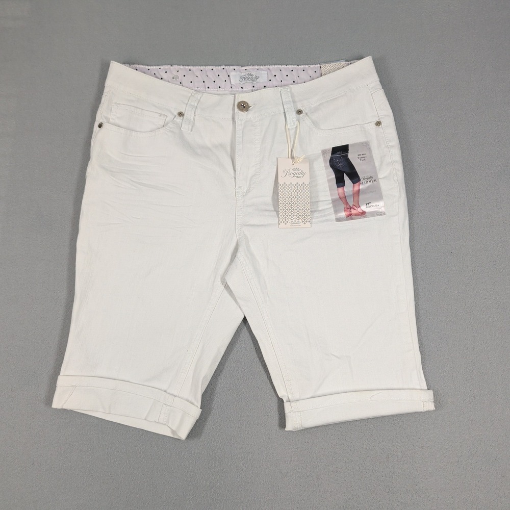 Royalty by YMI Shorts Womens 12 White Slimmer Tummy Tuck 12" Bermuda Denim Jeans